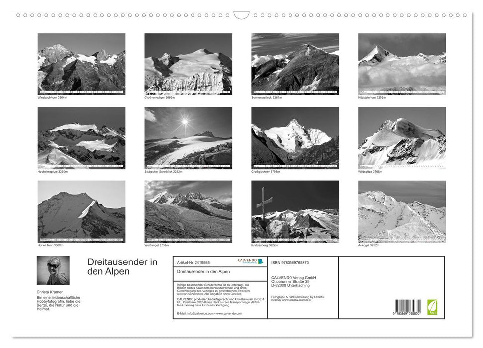 Dreitausender in den Alpen (CALVENDO Wandkalender 2027)