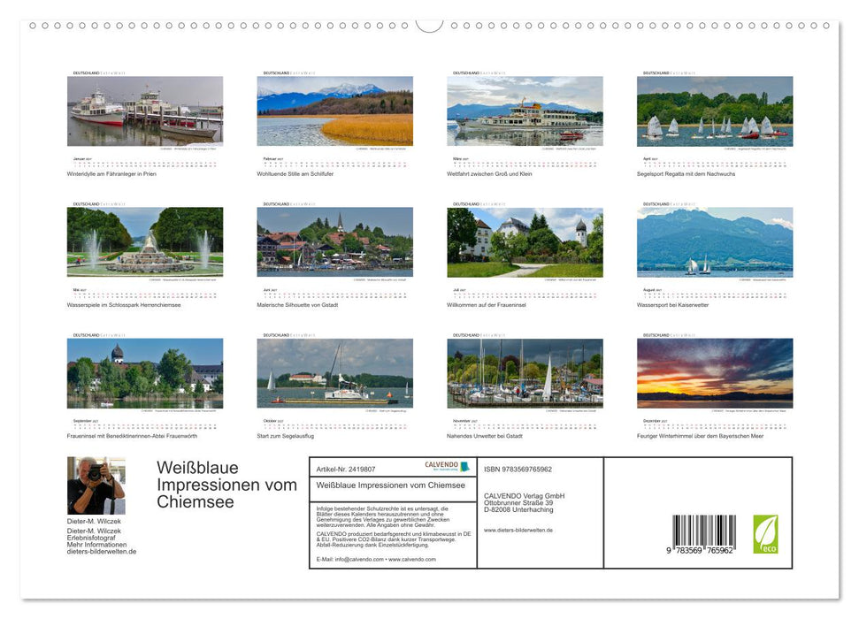 Weißblaue Impressionen vom Chiemsee (CALVENDO Premium Wandkalender 2027)