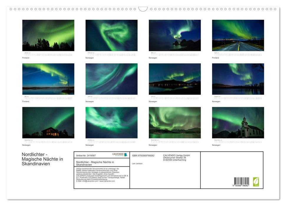 Nordlichter - Magische Nächte in Skandinavien (CALVENDO Wandkalender 2027)