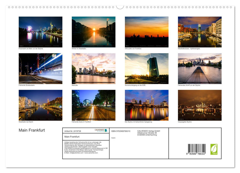 Main Frankfurt (CALVENDO Premium Wandkalender 2027)