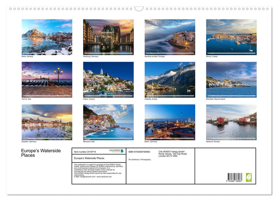 Europe’s Waterside Places (CALVENDO Monthly Calendar 2027)