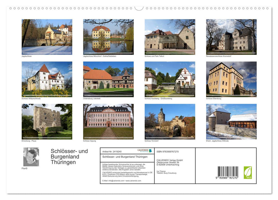 Schlösser- und Burgenland Thüringen (CALVENDO Premium Wandkalender 2027)