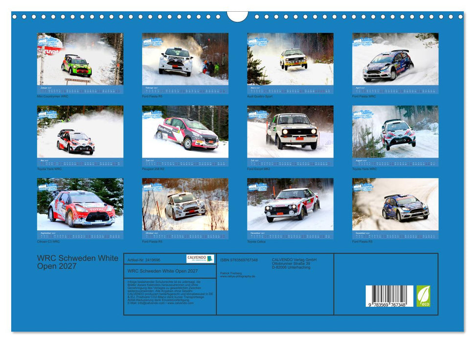 WRC Schweden White Open 2027 (CALVENDO Wandkalender 2027)