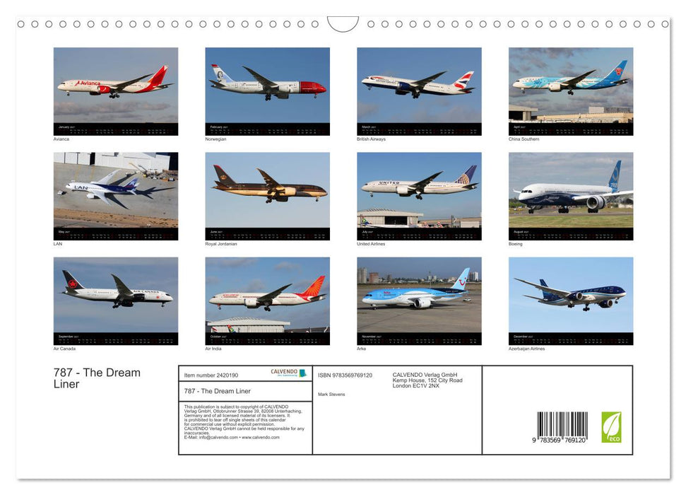 787 - The Dream Liner (CALVENDO Monthly Calendar 2027)