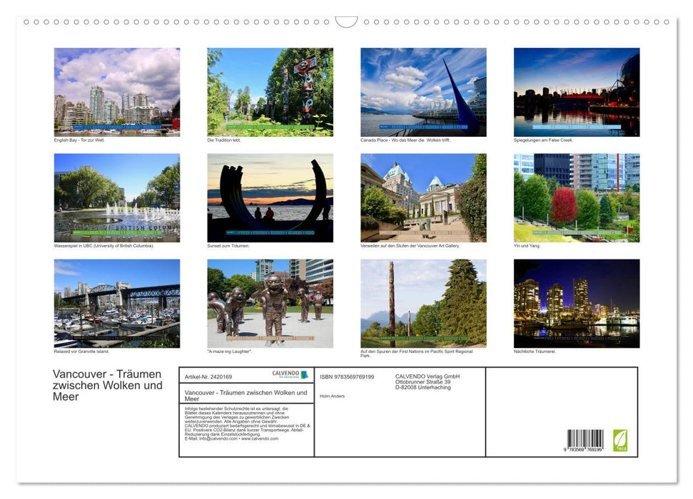 Vancouver - Träumen zwischen Wolken und Meer (CALVENDO Wandkalender 2027)