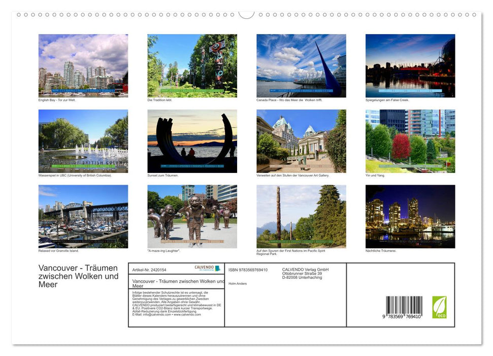 Vancouver - Träumen zwischen Wolken und Meer (CALVENDO Premium Wandkalender 2027)