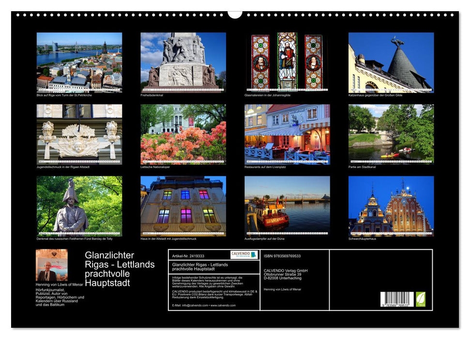 Glanzlichter Rigas - Lettlands prachtvolle Hauptstadt (CALVENDO Wandkalender 2027)