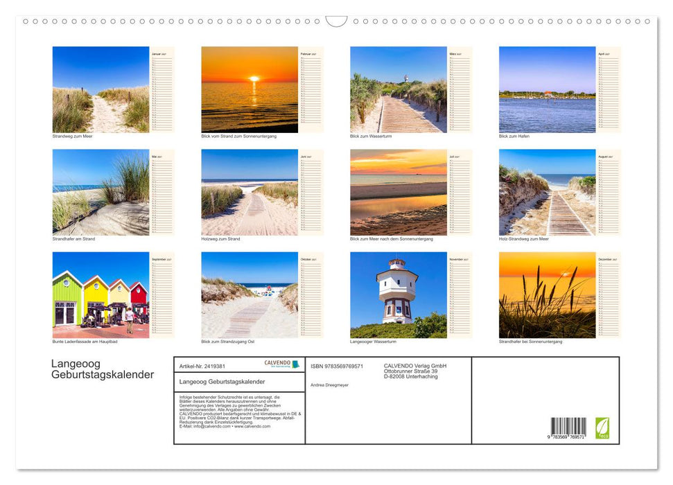 Langeoog Geburtstagskalender (CALVENDO Wandkalender 2027)
