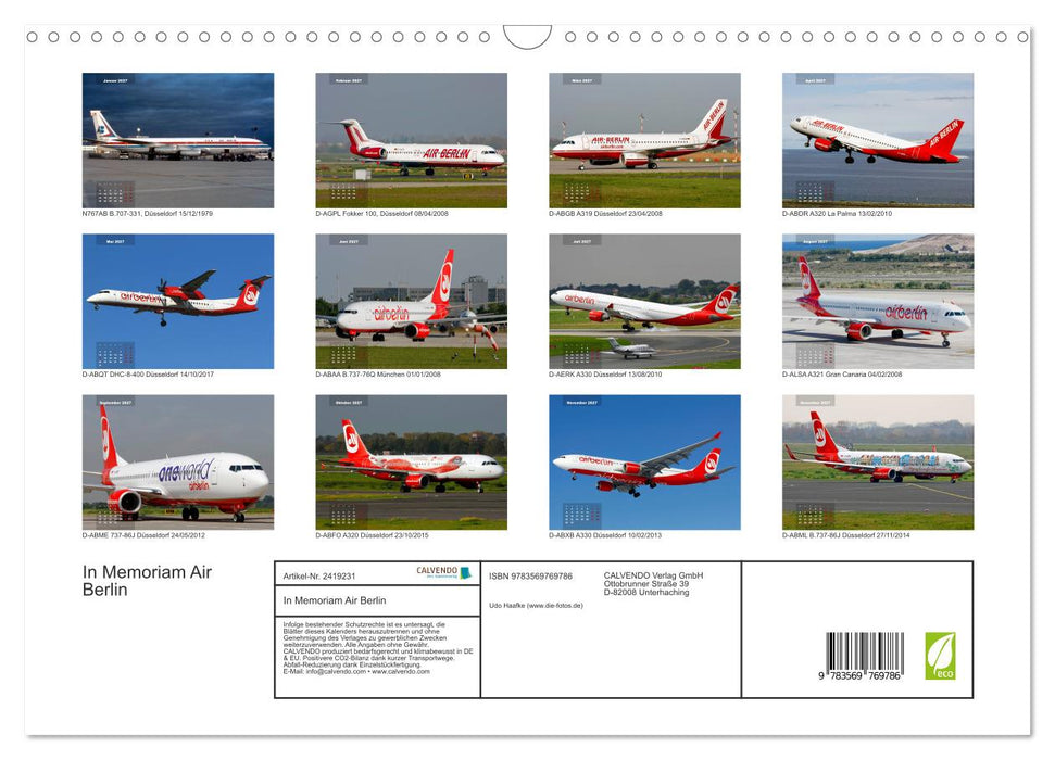 In Memoriam Air Berlin (CALVENDO Wandkalender 2027)