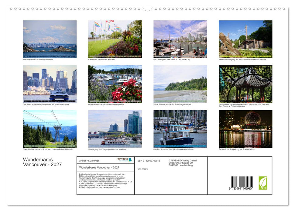 Wunderbares Vancouver - 2027 (CALVENDO Premium Wandkalender 2027)