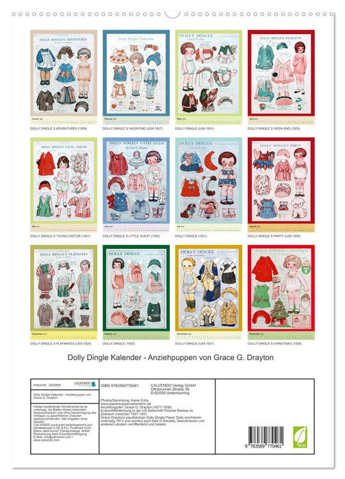 Dolly Dingle Kalender - Anziehpuppen von Grace G. Drayton (CALVENDO Premium Wandkalender 2027)