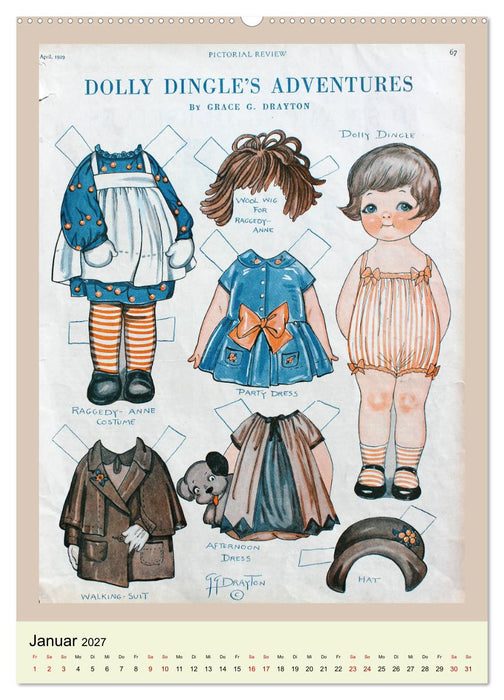 Dolly Dingle Kalender - Anziehpuppen von Grace G. Drayton (CALVENDO Premium Wandkalender 2027)