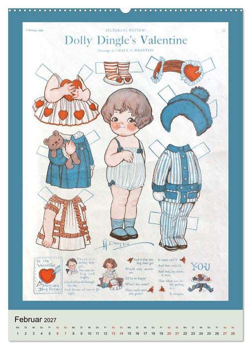 Dolly Dingle Kalender - Anziehpuppen von Grace G. Drayton (CALVENDO Premium Wandkalender 2027)