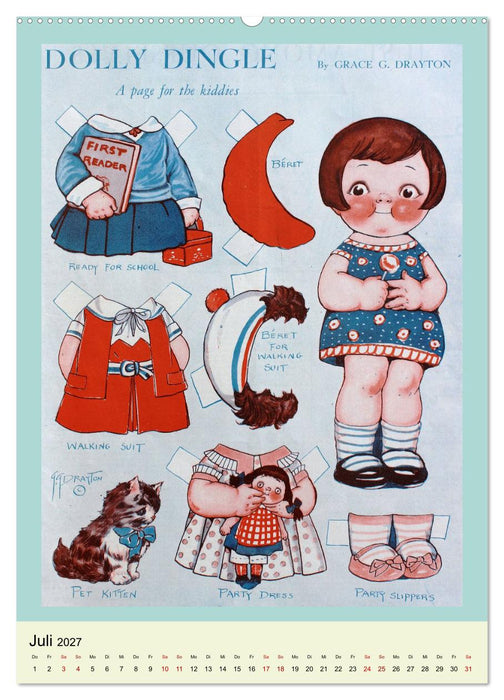Dolly Dingle Kalender - Anziehpuppen von Grace G. Drayton (CALVENDO Premium Wandkalender 2027)