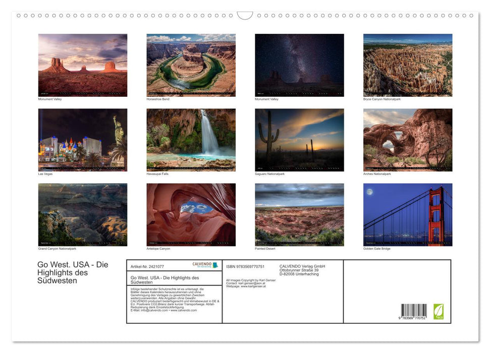 Go West. USA - Die Highlights des Südwesten (CALVENDO Wandkalender 2027)