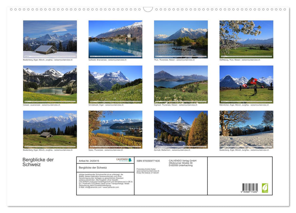 Bergblicke der Schweiz (CALVENDO Wandkalender 2027)
