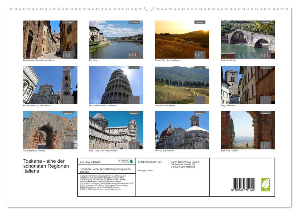 Toskana - eine der schönsten Regionen Italiens (CALVENDO Premium Wandkalender 2027)