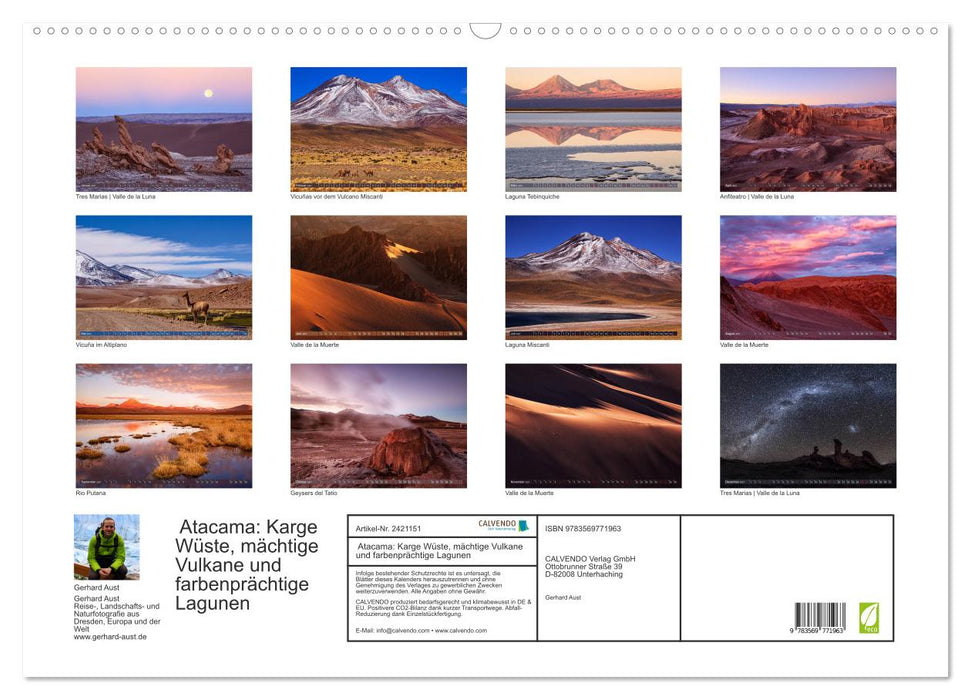 Atacama: Karge Wüste, mächtige Vulkane und farbenprächtige Lagunen (CALVENDO Wandkalender 2027)