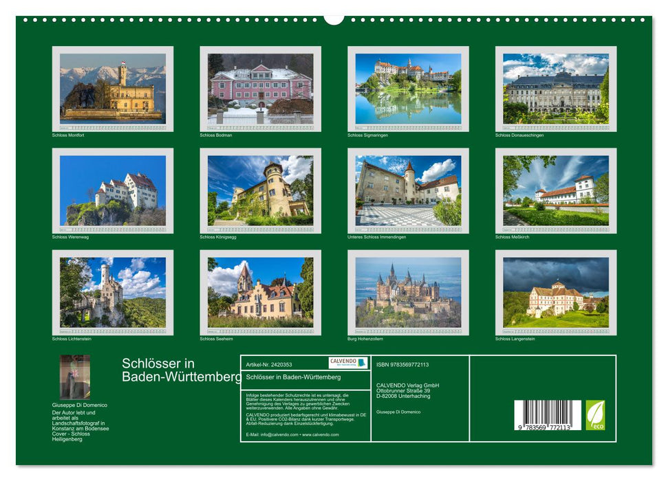 Schlösser in Baden-Württemberg (CALVENDO Premium Wandkalender 2027)