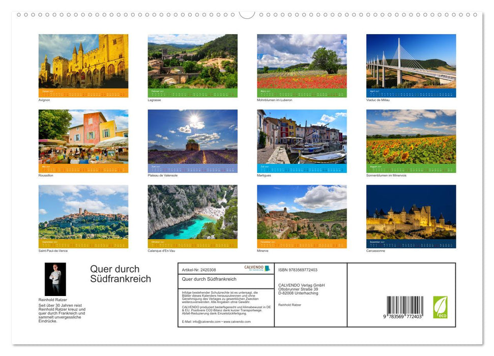 Quer durch Südfrankreich (CALVENDO Premium Wandkalender 2027)