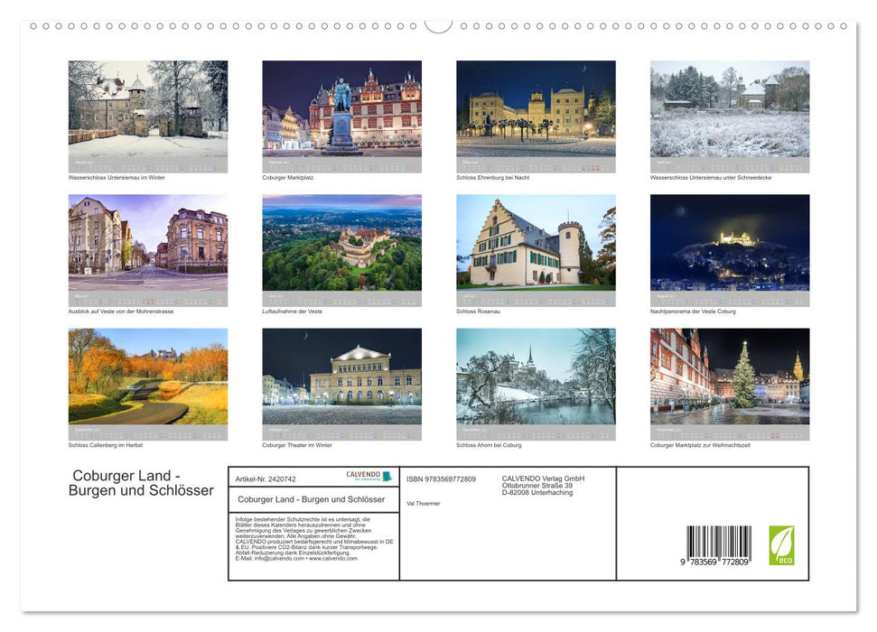 Coburger Land - Burgen und Schlösser (CALVENDO Premium Wandkalender 2027)