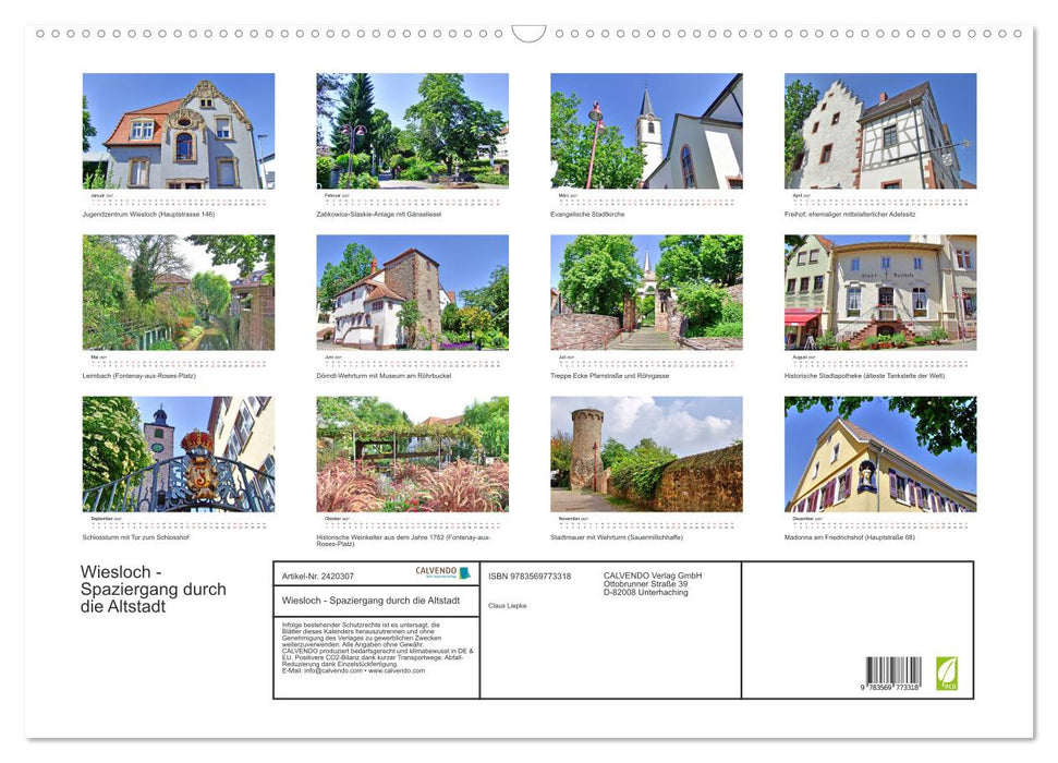 Wiesloch - Spaziergang durch die Altstadt (CALVENDO Wandkalender 2027)