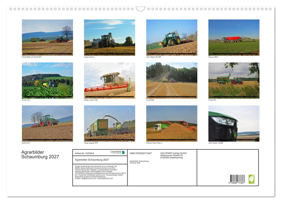 Agrarbilder Schaumburg 2027 (CALVENDO Wandkalender 2027)