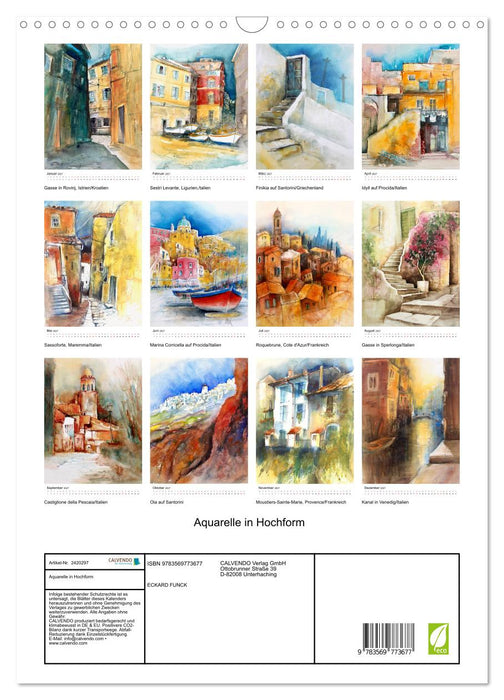 Aquarelle in Hochform (CALVENDO Wandkalender 2027)