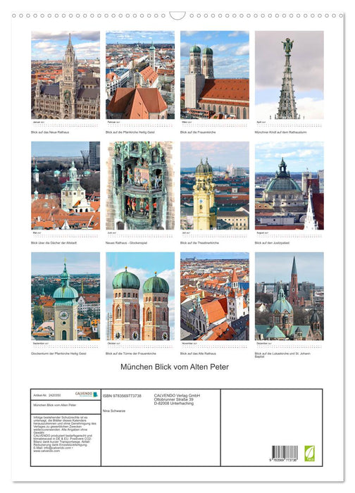 München Blick vom Alten Peter (CALVENDO Wandkalender 2027)