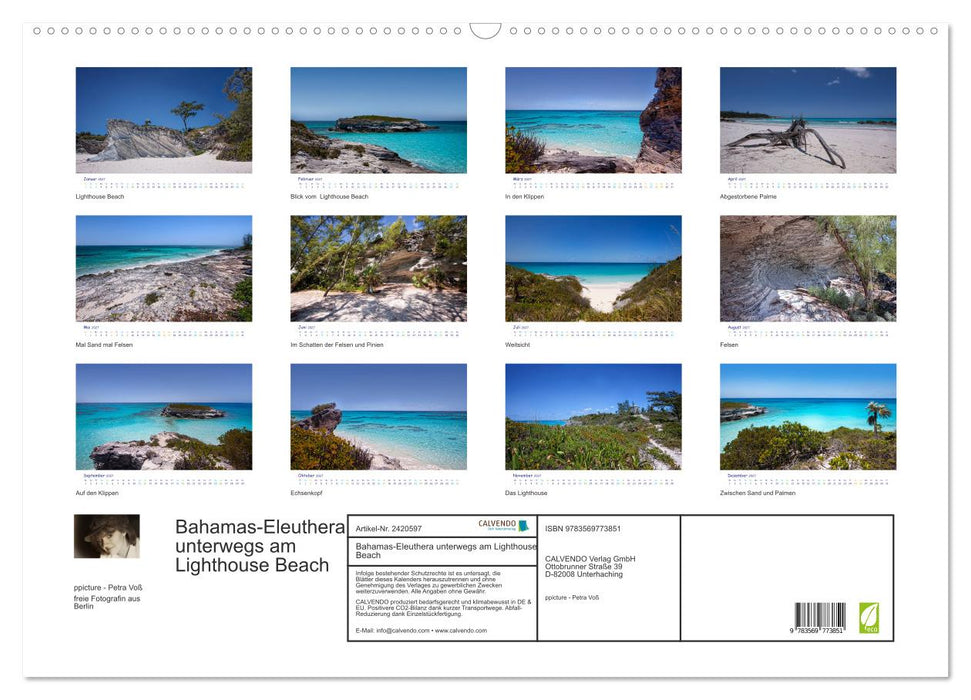 Bahamas-Eleuthera unterwegs am Lighthouse Beach (CALVENDO Wandkalender 2027)