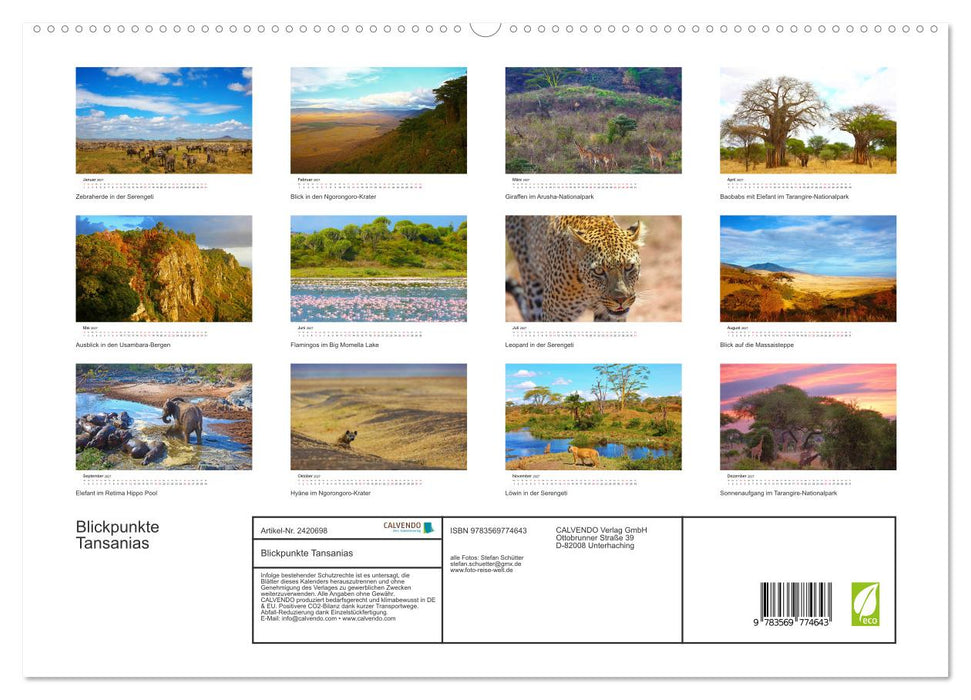 Blickpunkte Tansanias (CALVENDO Premium Wandkalender 2027)