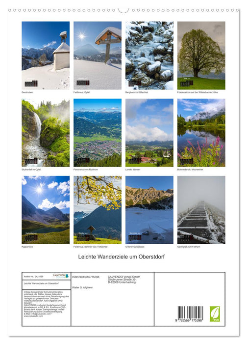 Leichte Wanderziele um Oberstdorf (CALVENDO Premium Wandkalender 2027)