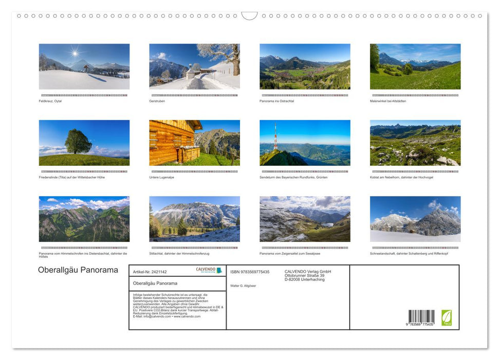 Oberallgäu Panorama (CALVENDO Wandkalender 2027)
