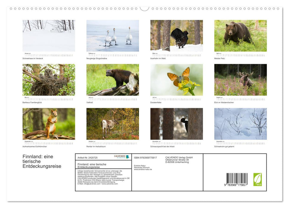 Finnland: eine tierische Entdeckungsreise (CALVENDO Premium Wandkalender 2027)