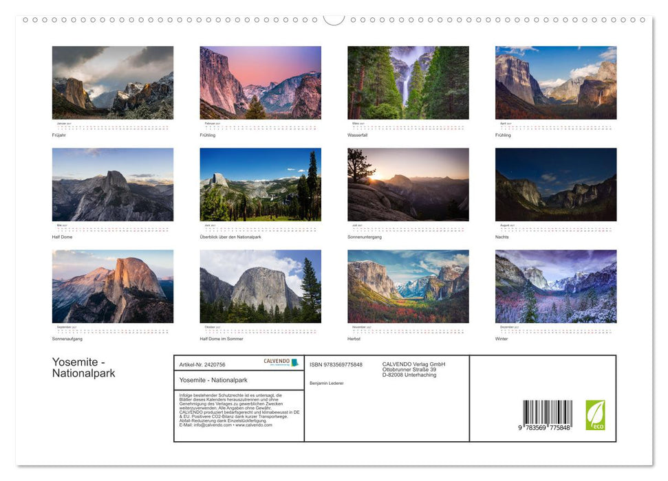 Yosemite - Nationalpark (CALVENDO Wandkalender 2027)