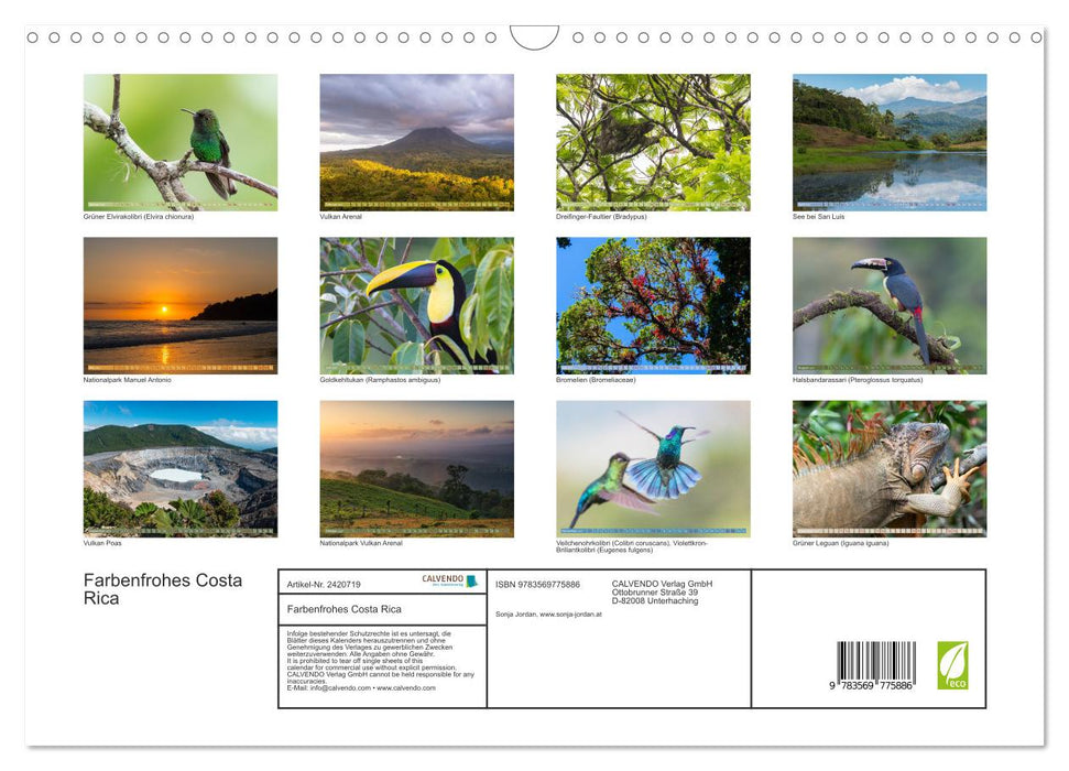 Farbenfrohes Costa Rica (CALVENDO Wandkalender 2027)