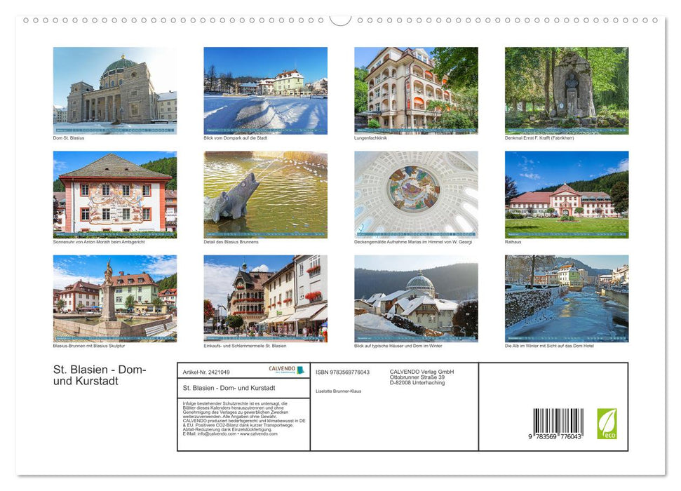 St. Blasien - Dom- und Kurstadt (CALVENDO Premium Wandkalender 2027)