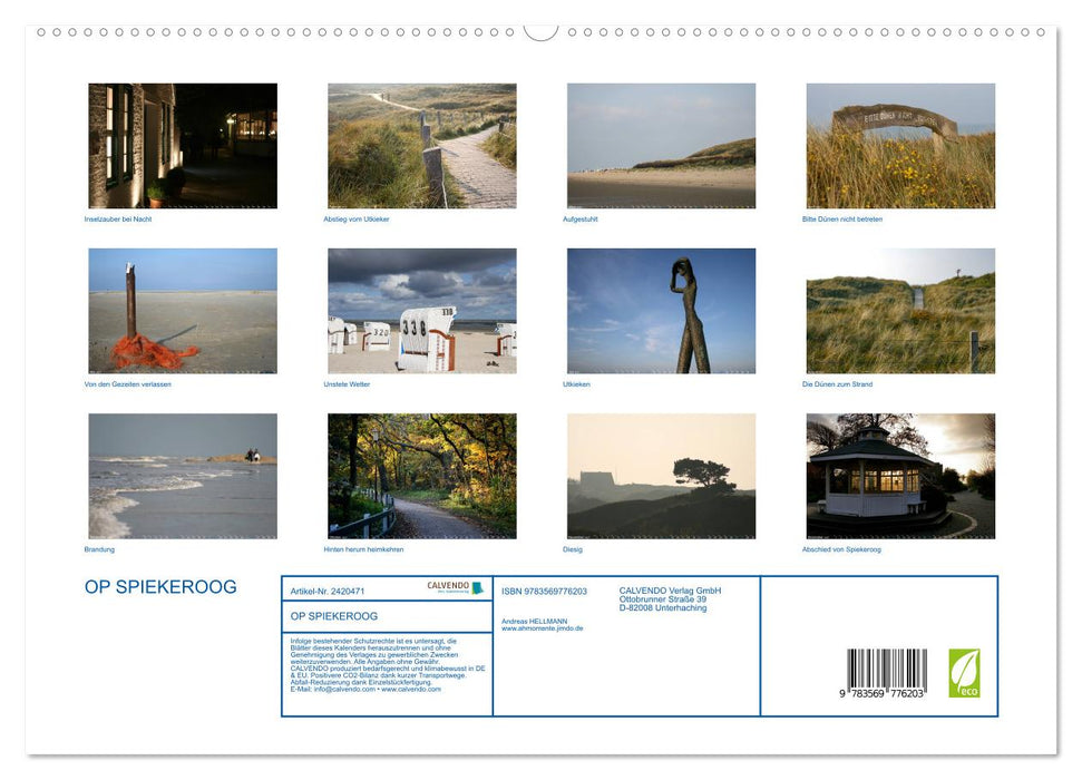 OP SPIEKEROOG (CALVENDO Premium Wandkalender 2027)