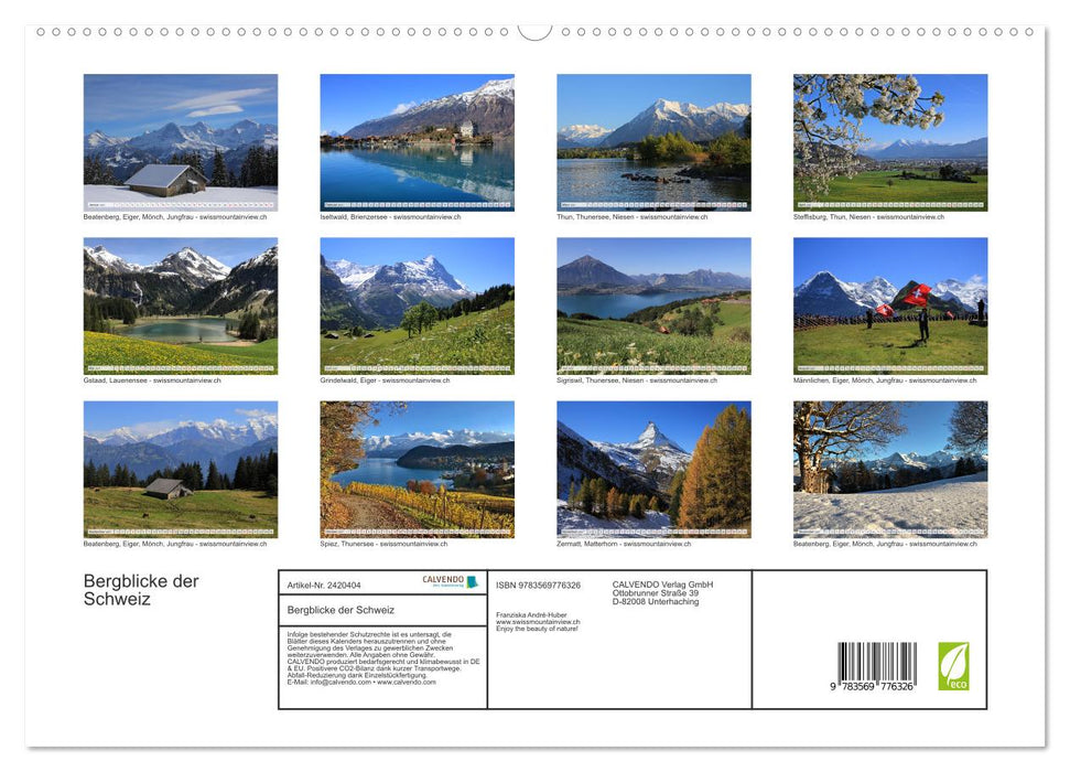 Bergblicke der Schweiz (CALVENDO Premium Wandkalender 2027)