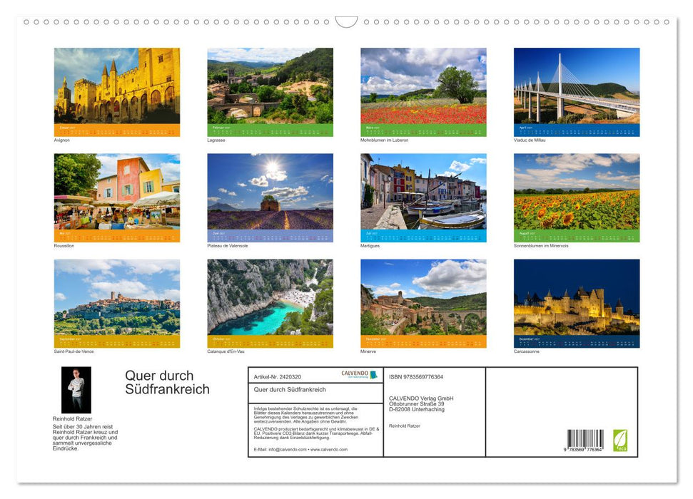 Quer durch Südfrankreich (CALVENDO Wandkalender 2027)