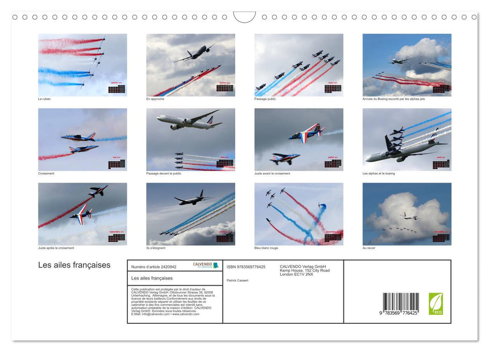 Les ailes françaises (CALVENDO Calendrier mensuel 2027)