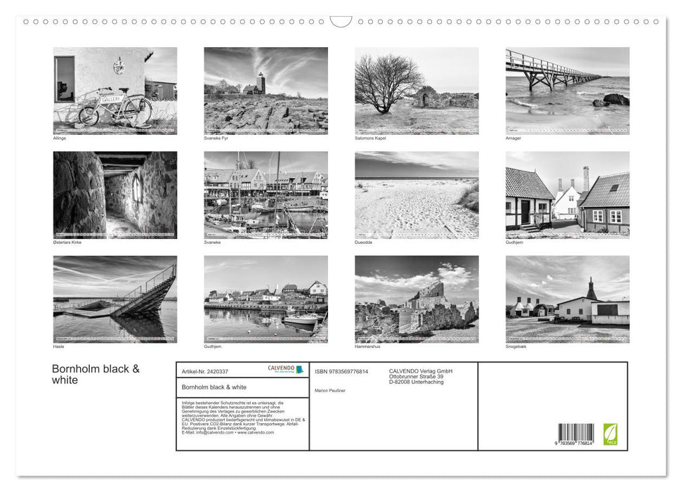 Bornholm black & white (CALVENDO Wandkalender 2027)