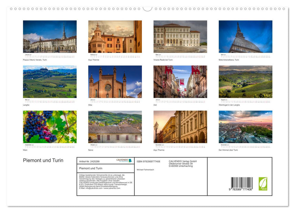 Piemont und Turin (CALVENDO Premium Wandkalender 2027)