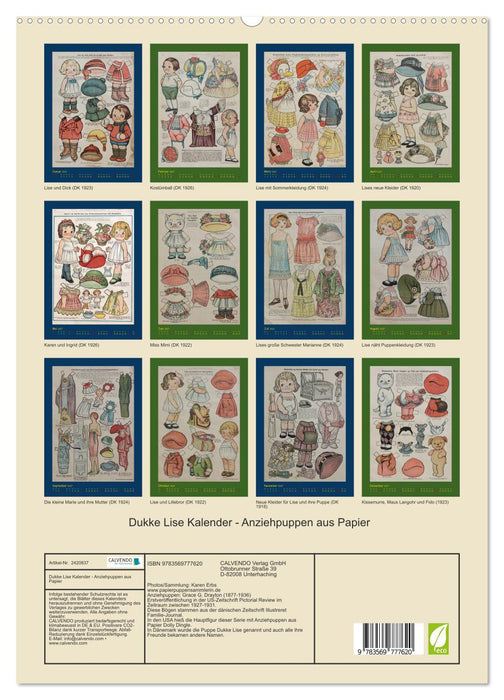Dukke Lise Kalender - Anziehpuppen aus Papier (CALVENDO Premium Wandkalender 2027)