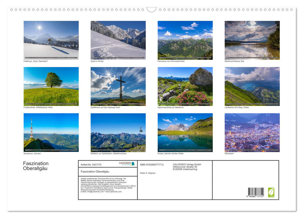 Faszination Oberallgäu (CALVENDO Wandkalender 2027)