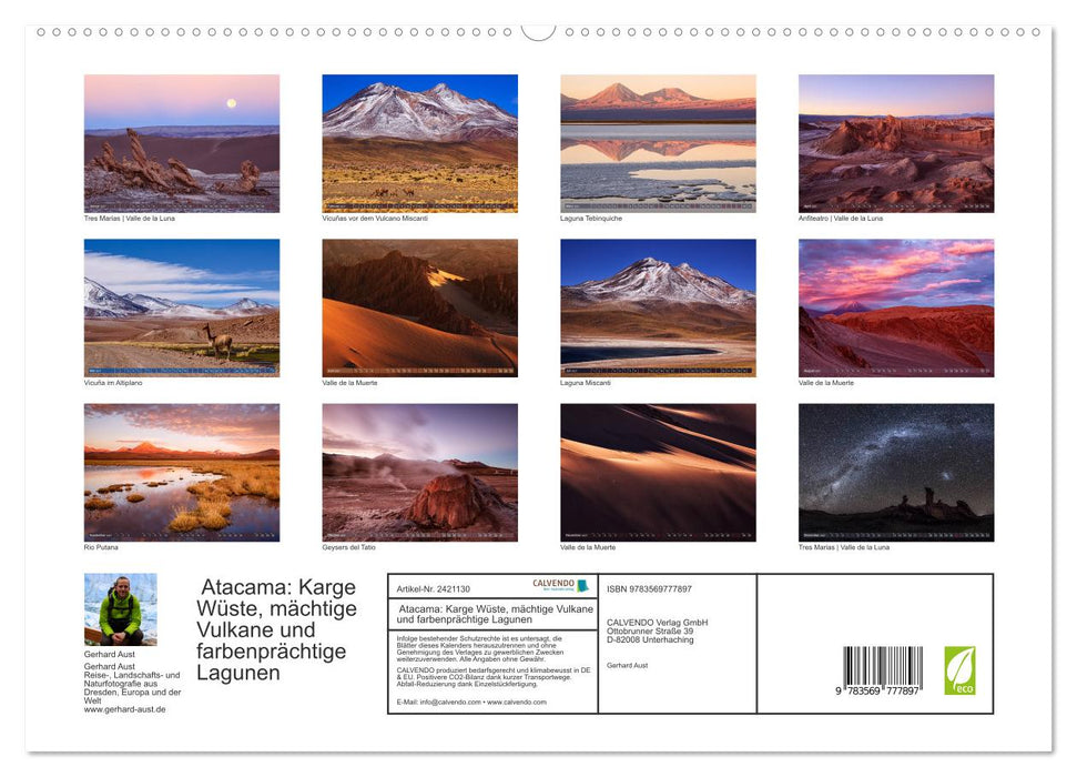 Atacama: Karge Wüste, mächtige Vulkane und farbenprächtige Lagunen (CALVENDO Premium Wandkalender 2027)