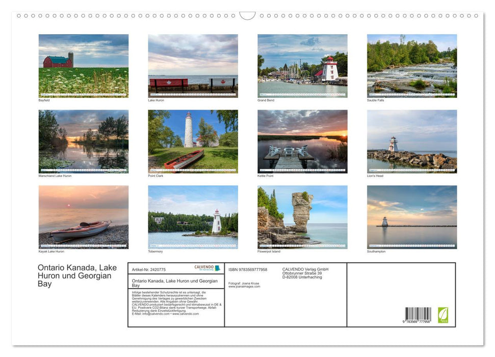 Ontario Kanada, Lake Huron und Georgian Bay (CALVENDO Wandkalender 2027)
