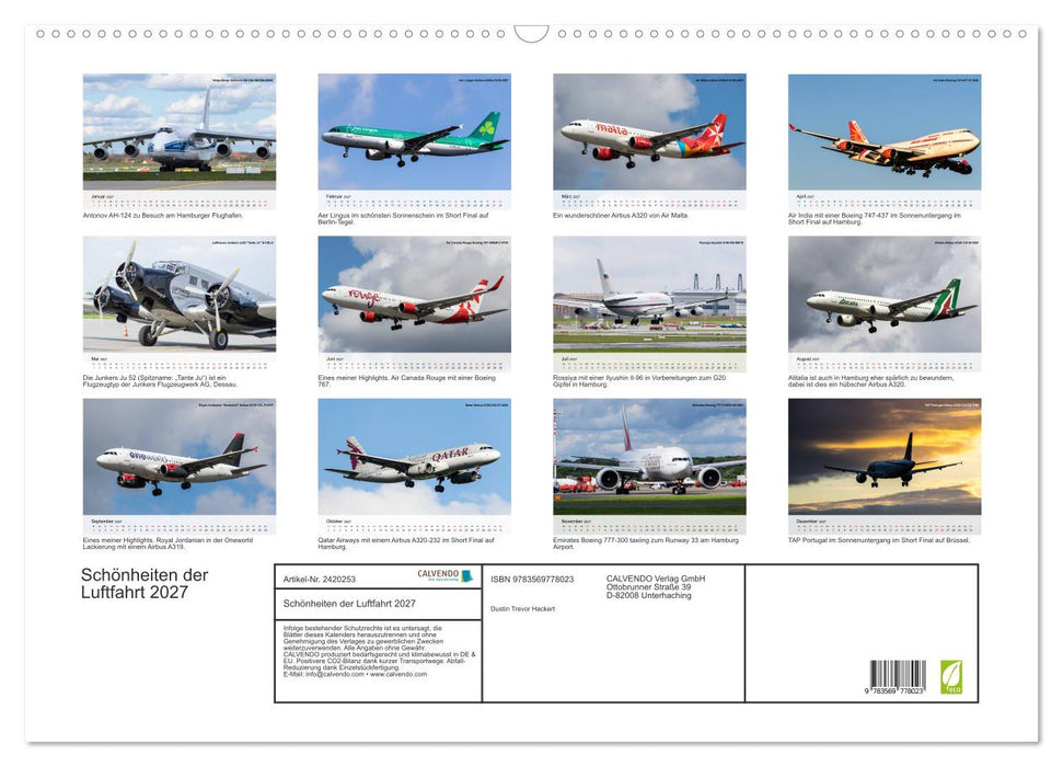 Schönheiten der Luftfahrt 2027 (CALVENDO Wandkalender 2027)