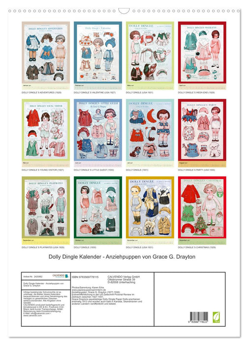 Dolly Dingle Kalender - Anziehpuppen von Grace G. Drayton (CALVENDO Wandkalender 2027)