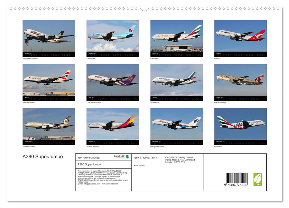 A380 SuperJumbo (CALVENDO Premium-Calendar 2027)